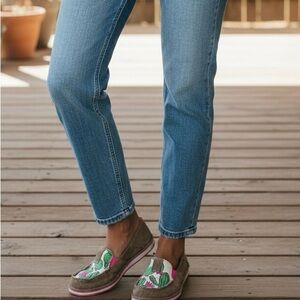 Ariat Women's Brown Loafers with Pink and Green Accents